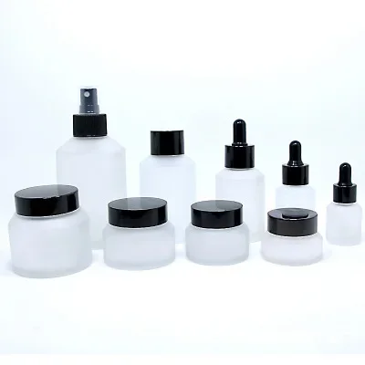 

Makeup Clear matte amber blue Empty Refillable Glass Pump Bottle Cosmetic Face Cream Lotion Container Travel glass jar pot