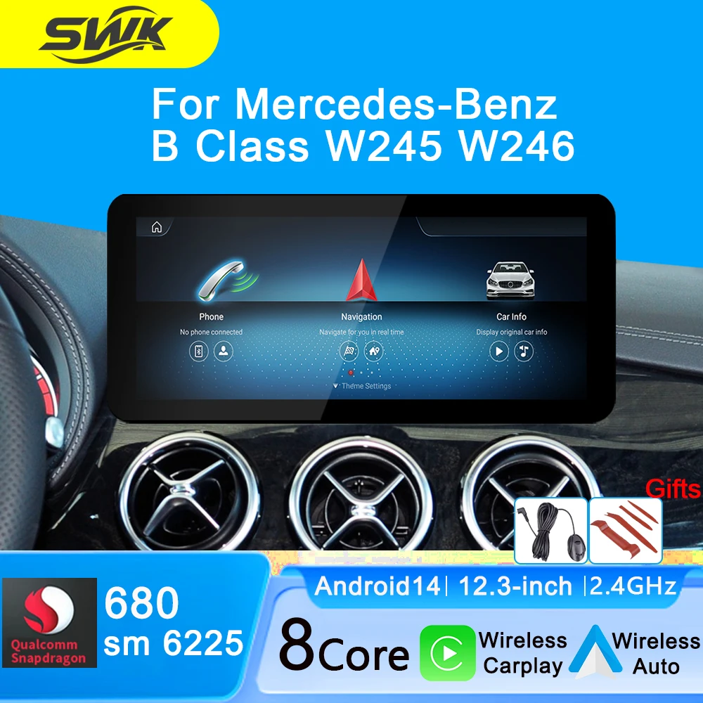 12.3 ''Android14 مع نظام لمرسيدس بنز B الفئة W245 W246 سيارة مشغل وسائط متعددة لاسلكي Carplay/السيارات 5G واي فاي راديو ذكي #1