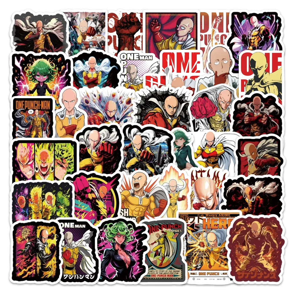 54PCS Cartoon One Punch Man Anime Sticker DIY Decoration Waterproof Skateboard Notebook Graffiti Toy