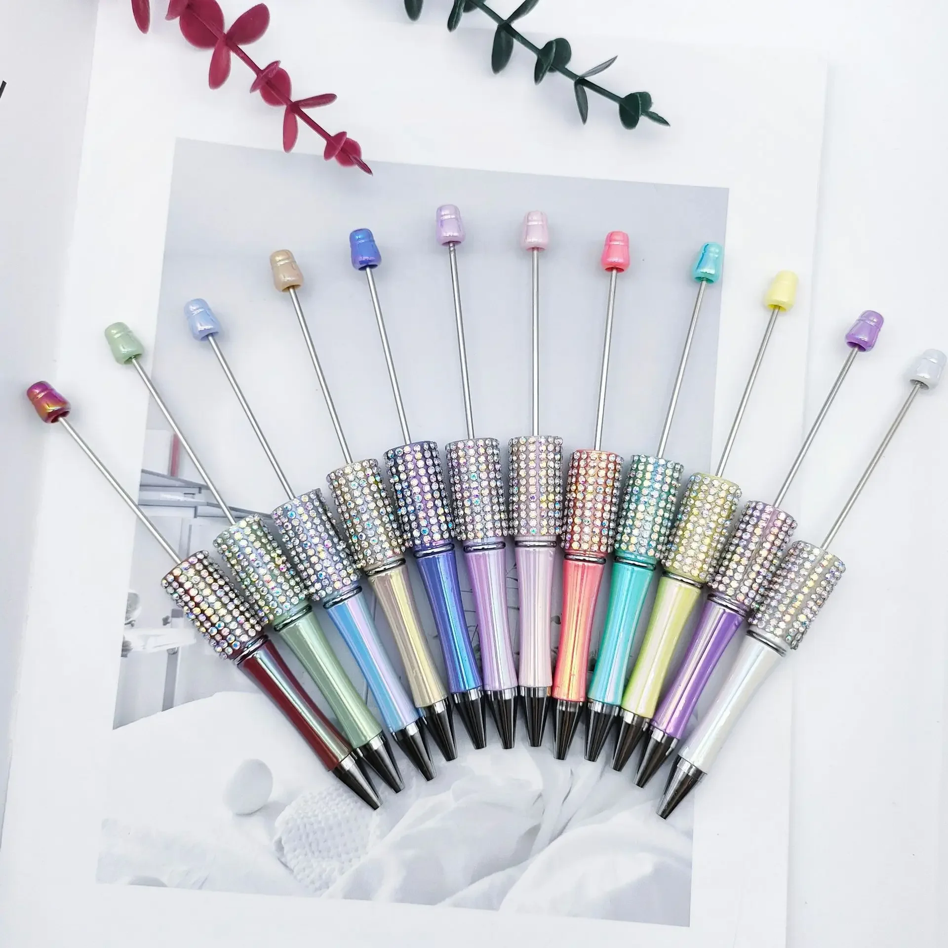 A40PCS Colorful Diamond Bead Pen Unique Rotating Pen Dazzling Color Creative Gift Pen