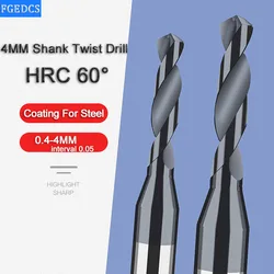 Liga de carboneto de broca aço de tungstênio aço duro inoxidável twist bit d4mm haste micro-diâmetro sólido monolítico broca de metal máquina cnc