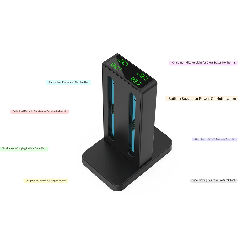 Stacja ładująca magnetyczna 4w1 do Switch 2, stacja Joy-Con z kontrolerem ładowania i podświetleniem LED, szybka stacja dokująca.