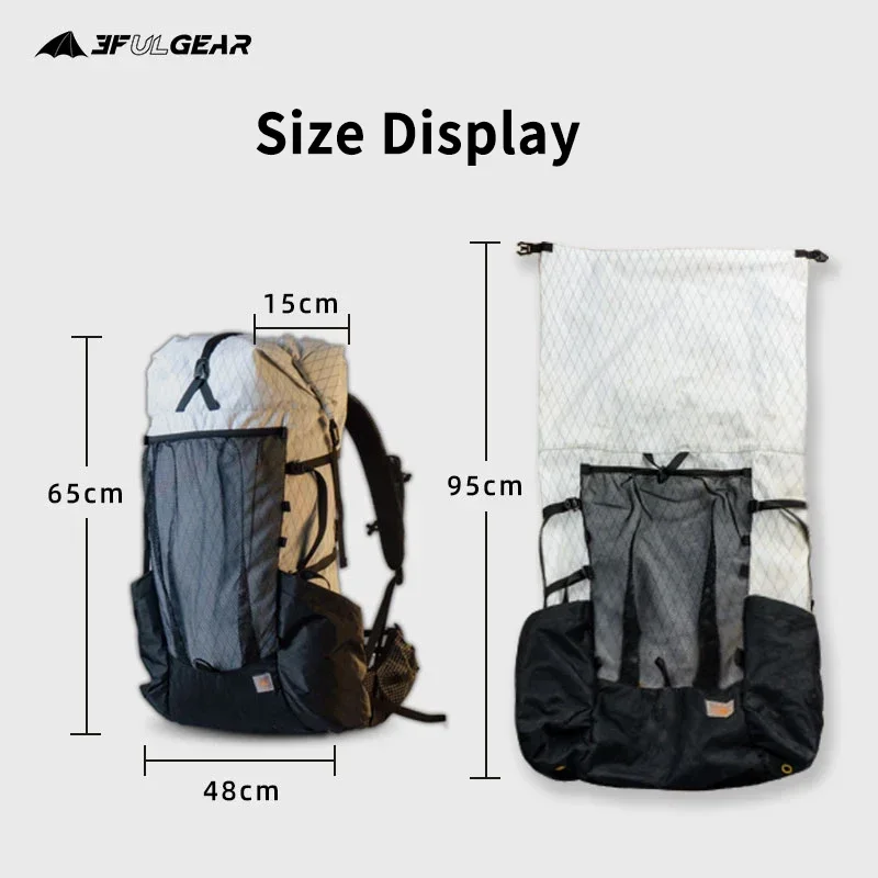 3F UL GEAR 45+10L YUE Camping Outdoor Ultralight Backpack Women/Men Sport Bag X-PAC Breathable Bag Rucksack Adjust System