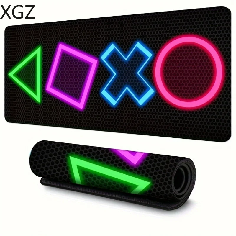 New 90X40cm neon geometric pattern mouse pad large desk mat non-slip and washable suitable for gamers office and home use