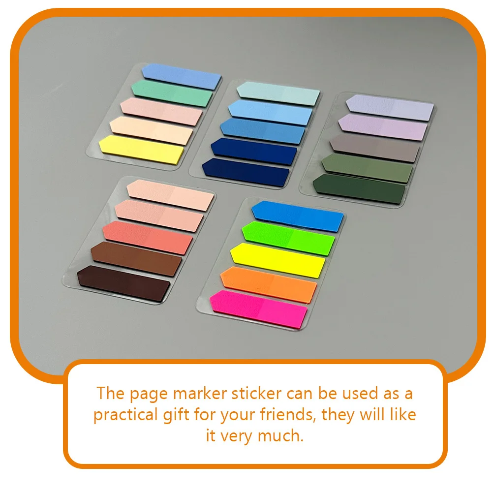 5 Packs Colorful Fluorescent Index Tabs Pet Page Markers For Books Notebooks Offices Schools Sticky Memo Pad Self-Adhesive Paper
