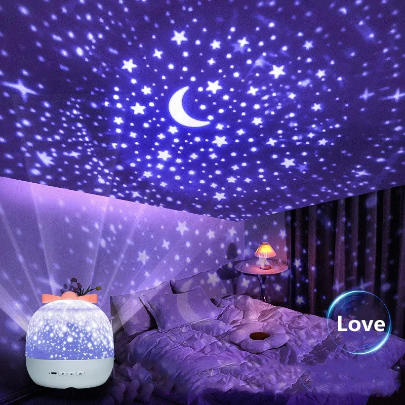 Galaxy Projection Light Crown Starry Night Light Birthday Atmosphere Light Bt Speaker Remote Control Rotating LED Light Bedroom