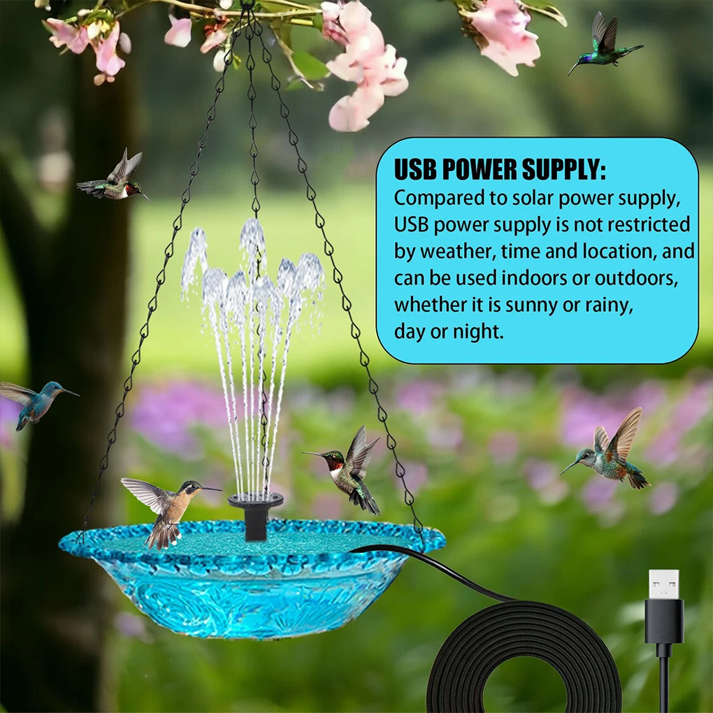 ABS Garden Floating Fountain USB Powered Bird Bathtub For Long-lasting Natural Temptation Bird Bath