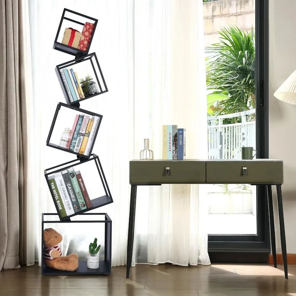 Library Furniture，5-layer modern irregular design bookshelf, CD/book/home decoration storage rack Library Furniture