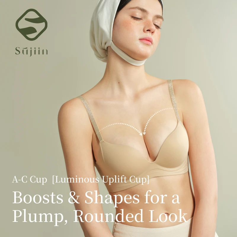 

SUJIIN Sexy Womens Push Up Small Breasts Bra Seamless Wireless Supportive Plunge Bras for Women 3/4 Cup Lift Lingerie Lady XM047