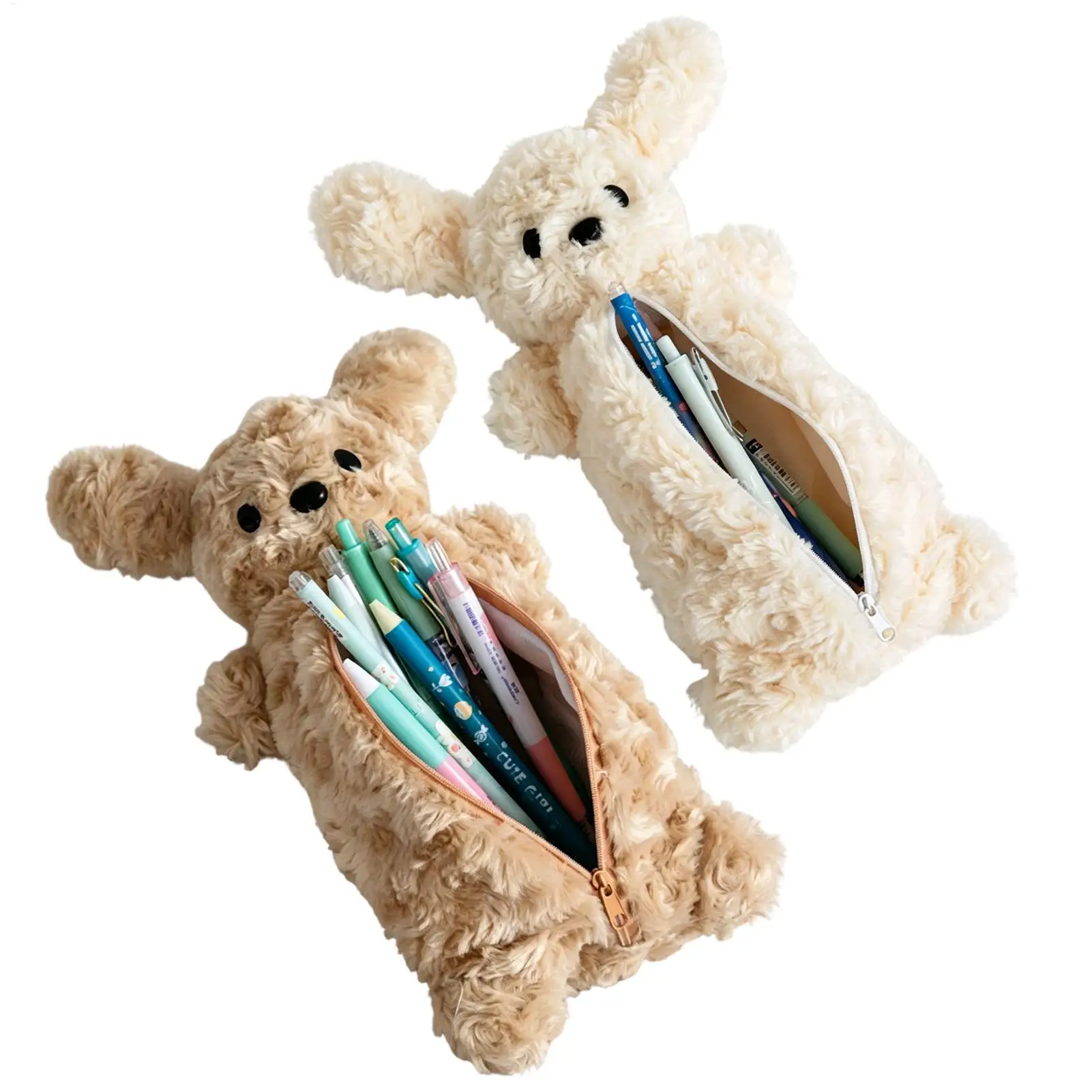 Plush Pencil Case Large Capacity 3D Cartoon Animal Plush Pouch Pencil Case for Boys Girls Teens Students Stationery Equipment