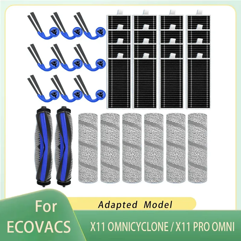 Pièces de rechange pour ECOVACS DEEBOOT X11 OMNICYCLONE / X11 PRO OMNI, accessoires, brosse latérale principale, filtre HEPA, rouleau, vadrouille