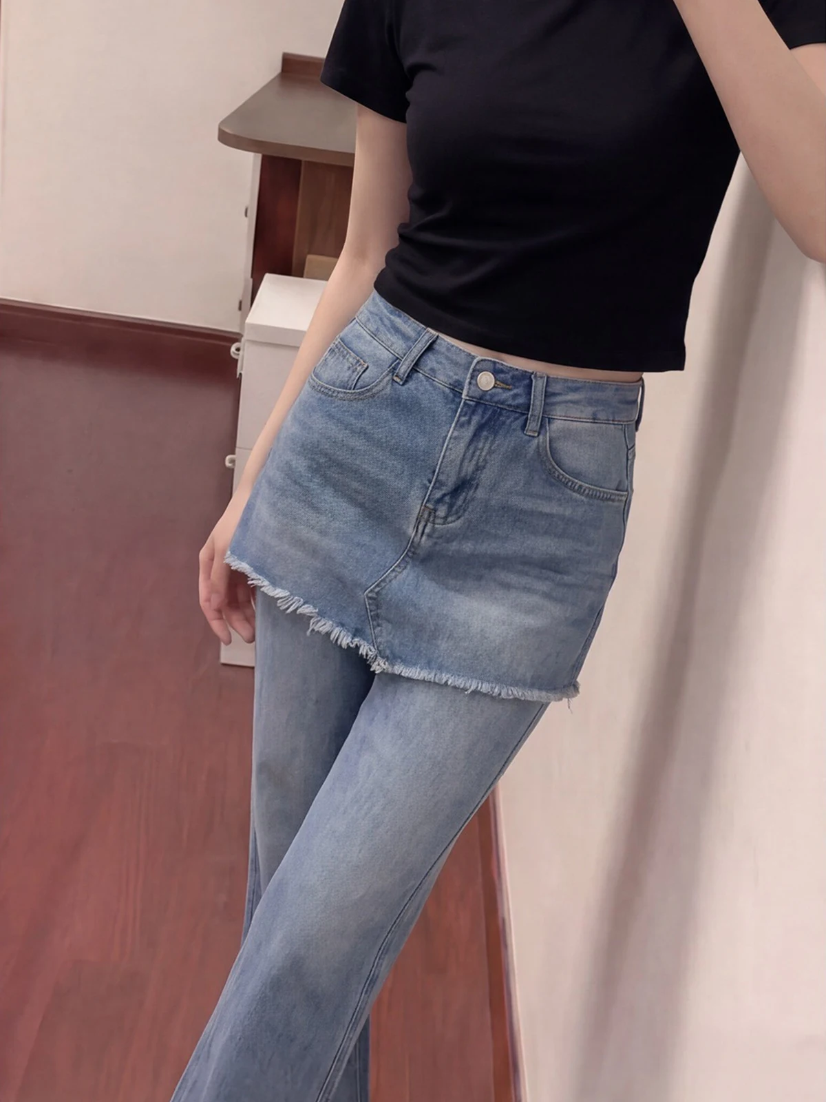 

Blue High Waist Wide Leg Jeans Women's Summer Design Slimming Loose Style Straight Leg Pants Casual High Waist Jeans