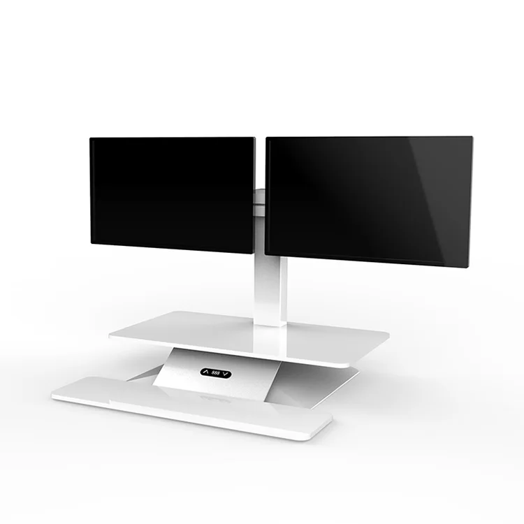 Electric Height Adjustable Computer Keyboard Dual Monitor Stand Desk Converter, Height Adjustable Sit to Stand Riser Workstation