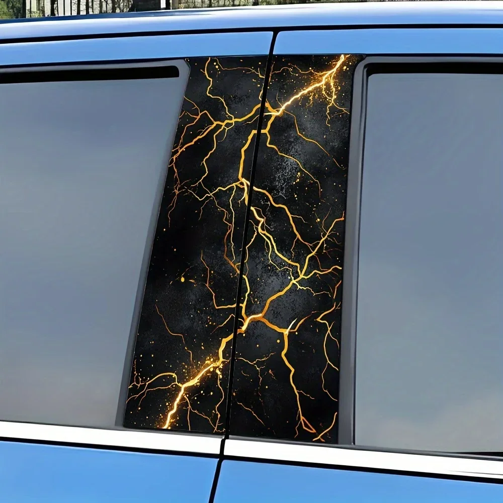 Película de columna de vinilo de PVC de 2 piezas con temática de Fantasy Space: autoadhesiva, flecha relámpago. Universal para embellecedor de puertas y ventanas