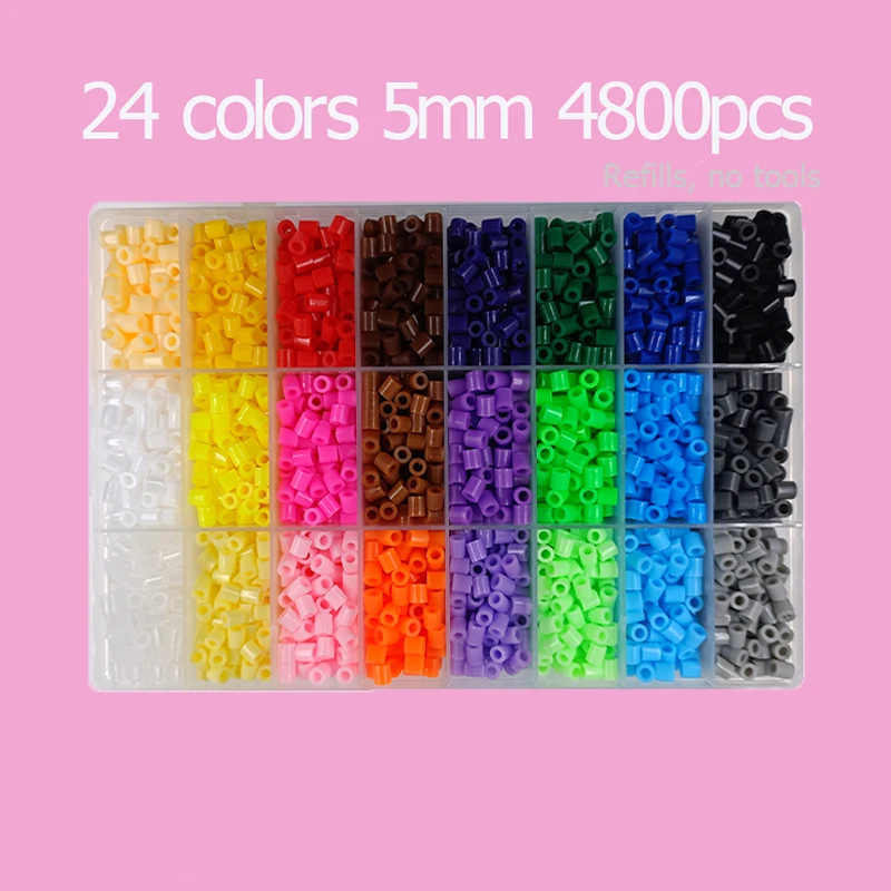 Hama Beads Box Thermomosaik-Bügelperlen, Bügelperlen, Schmelzperlen, DIY-Spielzeug, 24 48 72 Farben 2,6MM 5MM