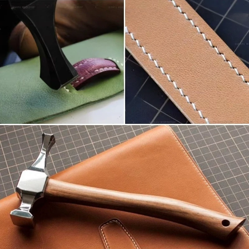 Leather Product Stainless Steel Hand Stitch Thread Finishing Hammer DIY Leather Carving Punching/hardware Installation Tool