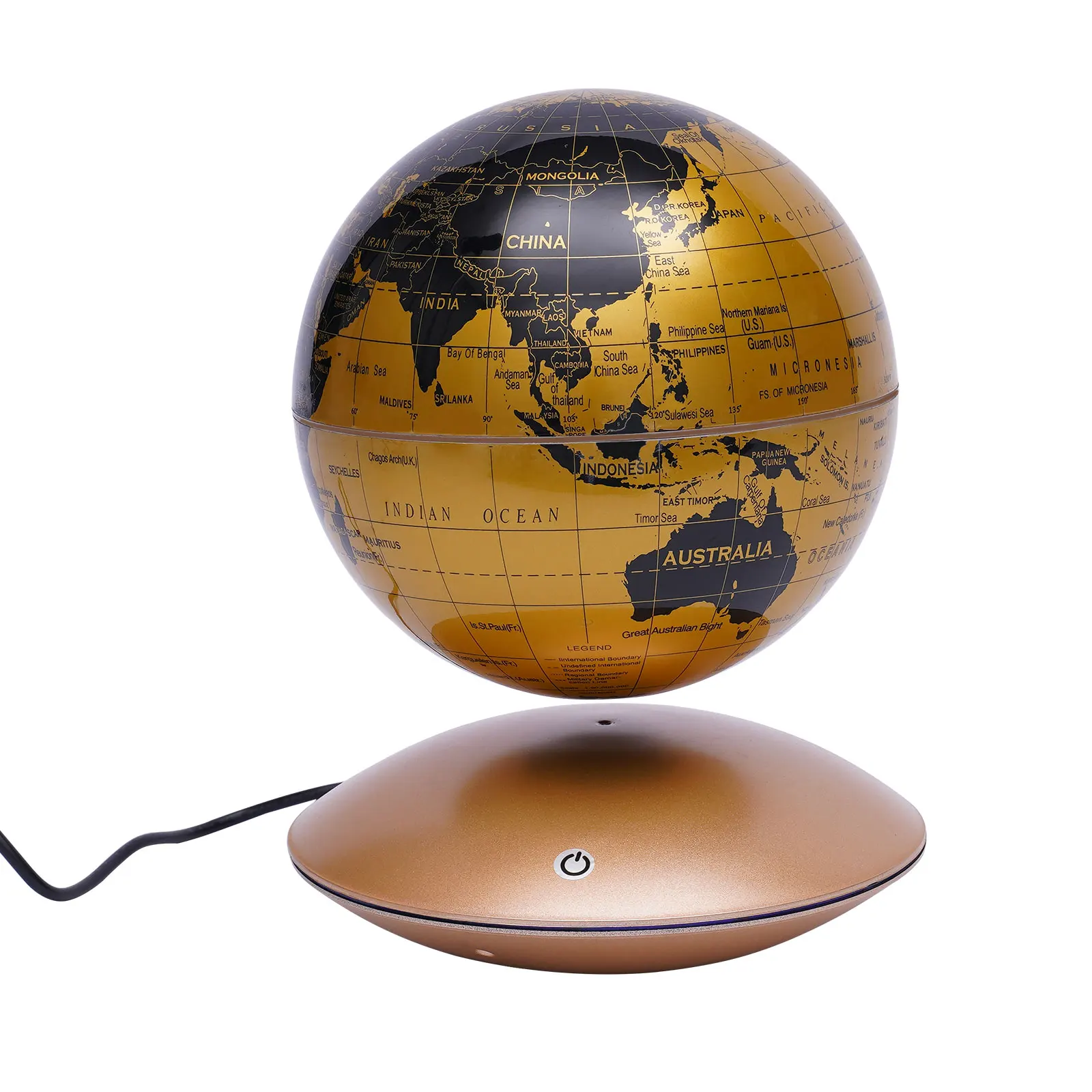 Globo geográfico de 6 polegadas com luz colorida e recurso de suspensão, potência de 12 V e potência de 5-10 W para um display visual impressionante