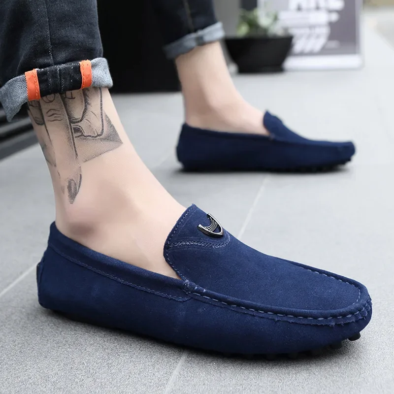 Men's Shoes Moccasins Loafers Men's Leather Matte Korean Style Slip-on Loafers Break