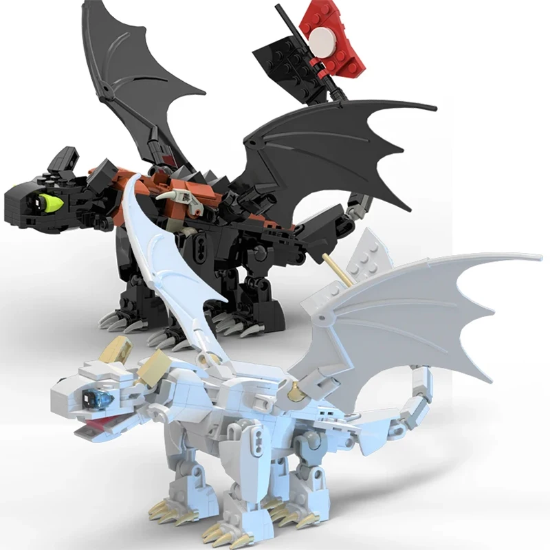 MOC Movie Train Dragon Figure Bricks Construction Toys for Boy Toothless Night Furied Dragon Building Blocks for Children Toys