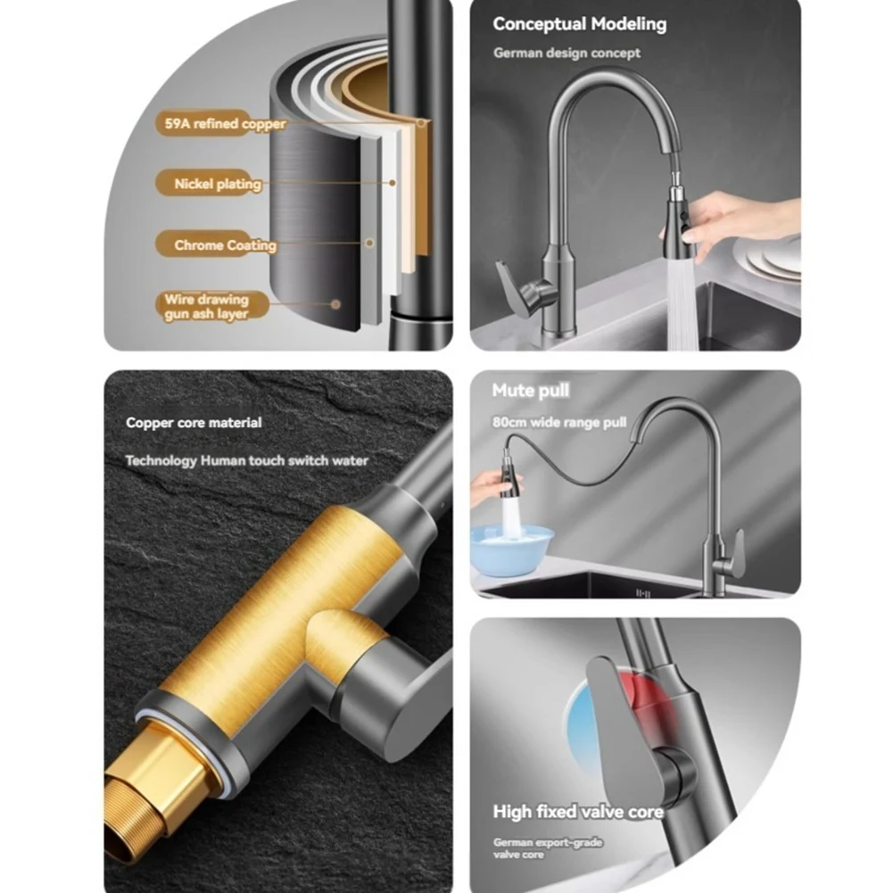 

AA14 Новые кухонные смесители из нержавеющей стали 304, выдвижной кухонный кран для воды, настенный смеситель, смесители для горячей и холодной воды, третья передача