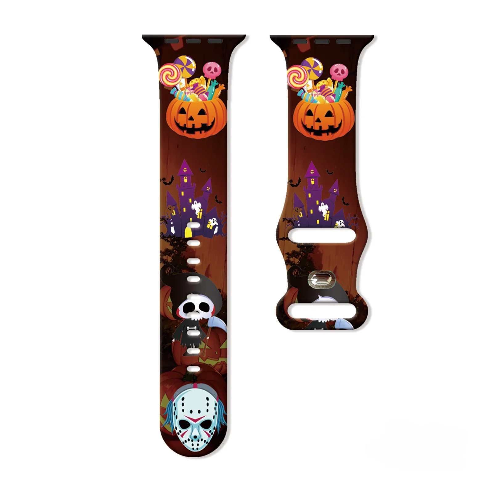 

Pumpkin Family Printed Strap for Apple Watch 11 10 9 8Silicone Band Replaceable Bracelet for iWatch 46mm 44mm 42/41mm Watchband
