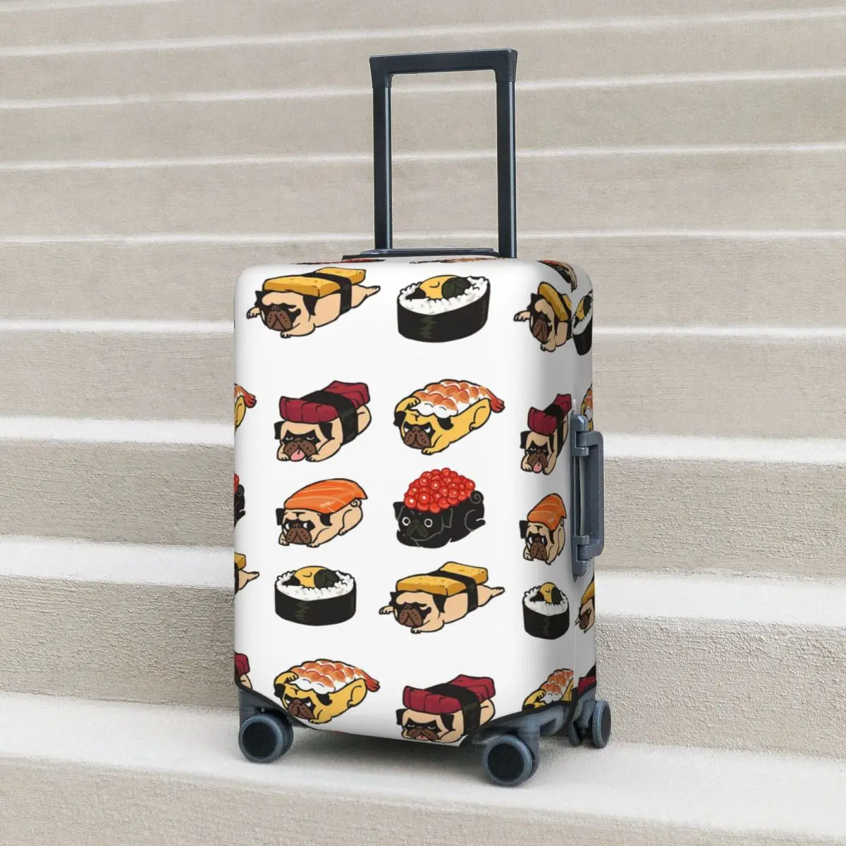 

Sushi Pug Suitcase Cover Protection Elastic Trip Luggage Protector Covers for 18-32 Inch