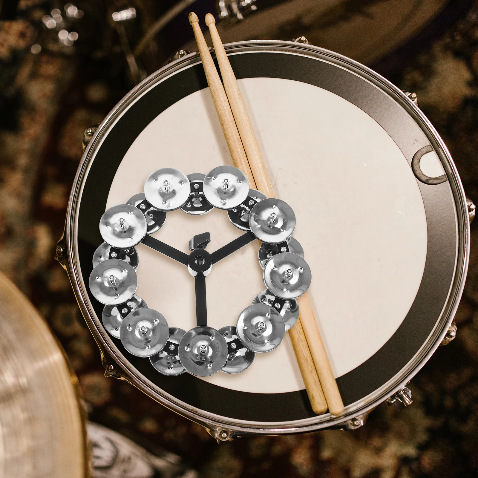 

Double Row Stainless Steel Drum Hihat Tambourine Bell Ring Accessories For Percussion Sets Popular Music Performance Rhythm