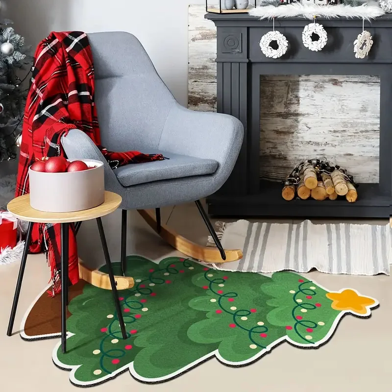 VIKAMA Cute Christmas Bathroom No Slip Rugs Xmas Decorations Bath Mat Christmas Tree for Home Holiday Christmas Decoration
