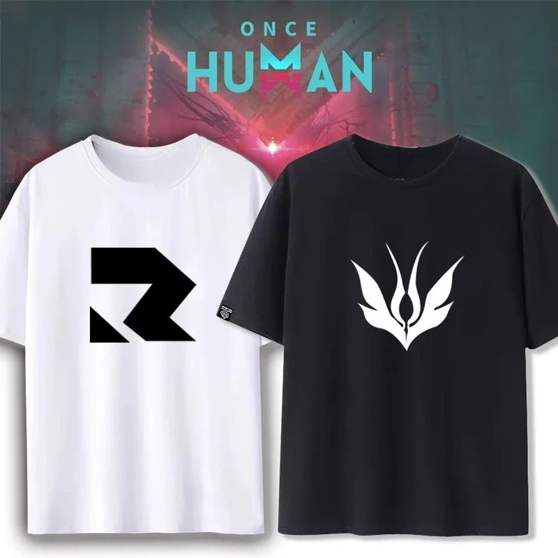 

Футболка Once Human Game, периферийные устройства из чистого хлопка, мужские и женские новые топы с короткими рукавами и круглым вырезом