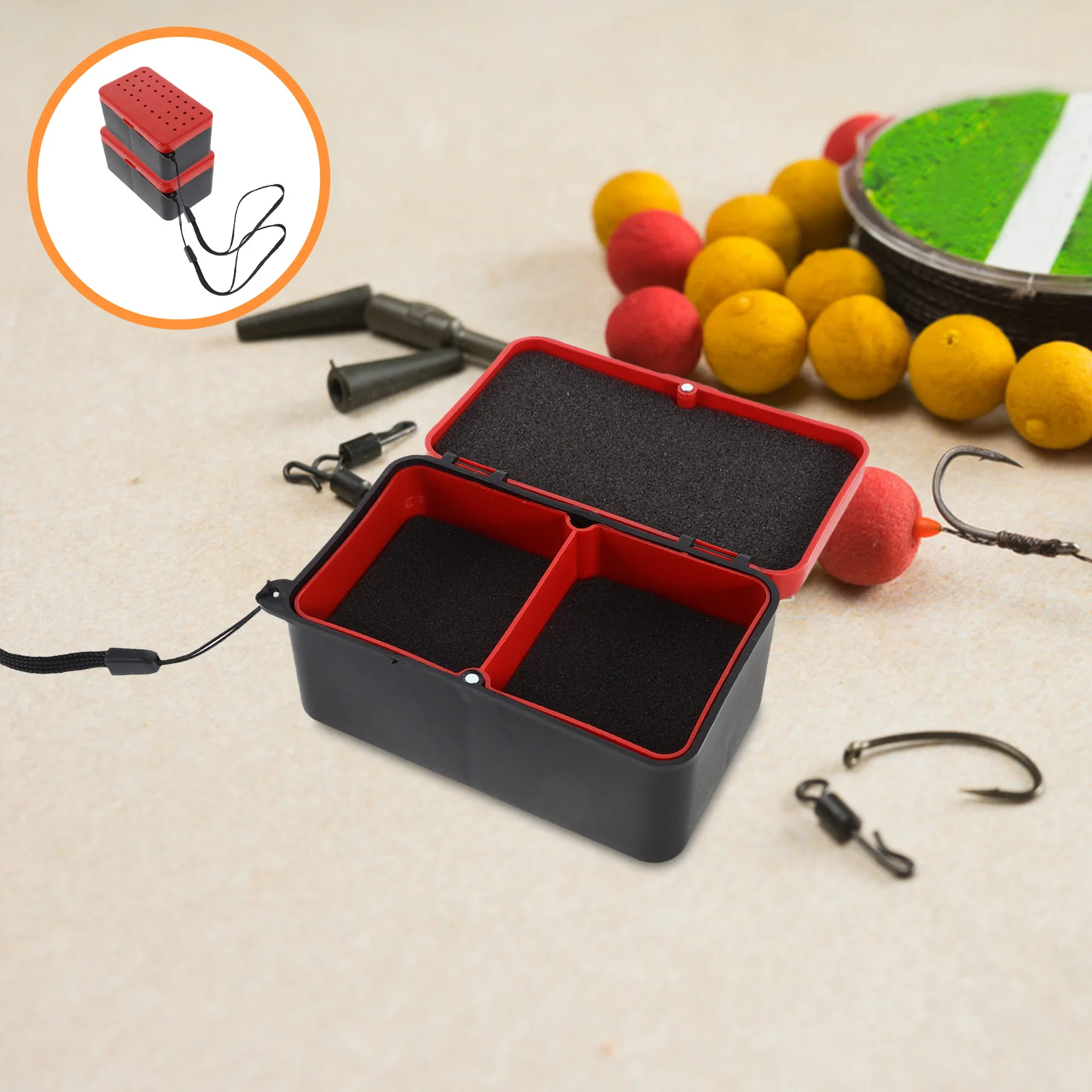 

2 Pcs Fishing Red Worm Box Container Gear Orange Plastic Storage Containers Child