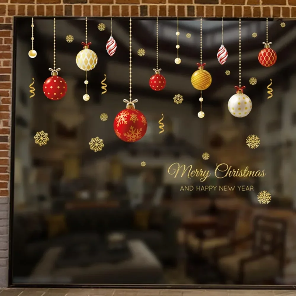 

Christmas Window Wall Stickers Xmas Ball Mirror Stickers Wall Ornaments Merry Christmas Decoration Mirror Sticker New Year