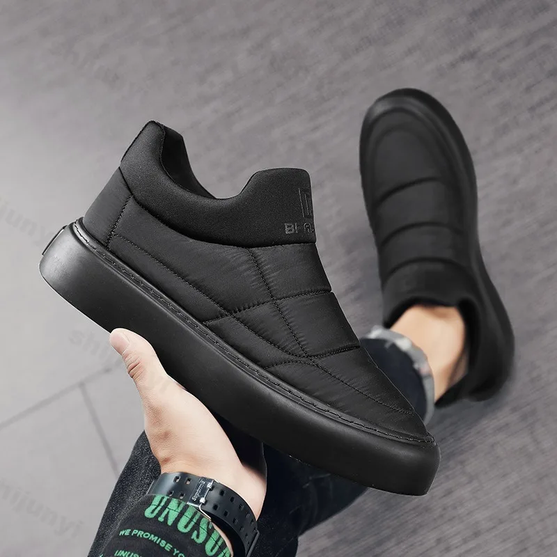 

Men's Concise Solid Warm Velvet Low Top Casual Shoe 2025 Winter Fashion Versatile Plush Comfortable Non Slip Chunky Cotton Shoes