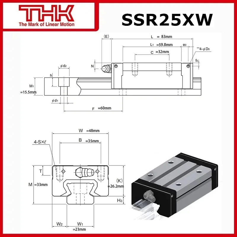 Imagem -04 - Thk Guia Linear Slider Ssr25xwuu Ssr25xwuu Ssr25xw1uu Ssr25xw1uu Ssr25xw1ss gk Bloco de Transporte Rolamento