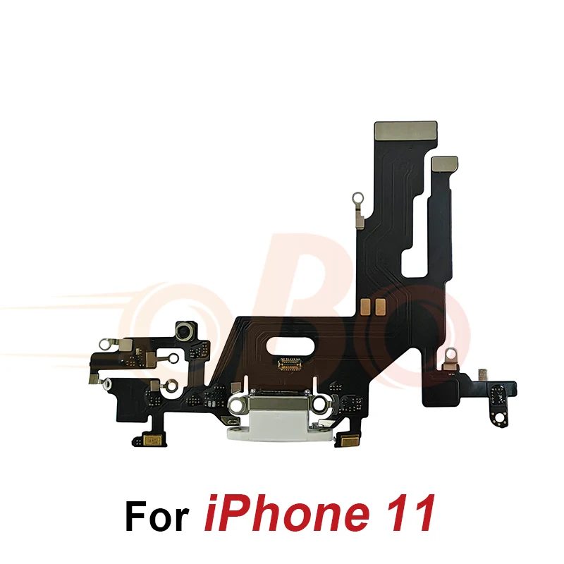 Ladeanschluss-Flexkabel für iPhone 11, 12, 13 Pro Max, Mini, Schwarz, Weiß, USB-Ladegerät, Dock-Anschluss mit Mikrofon-Reparatur (1 Stück)
