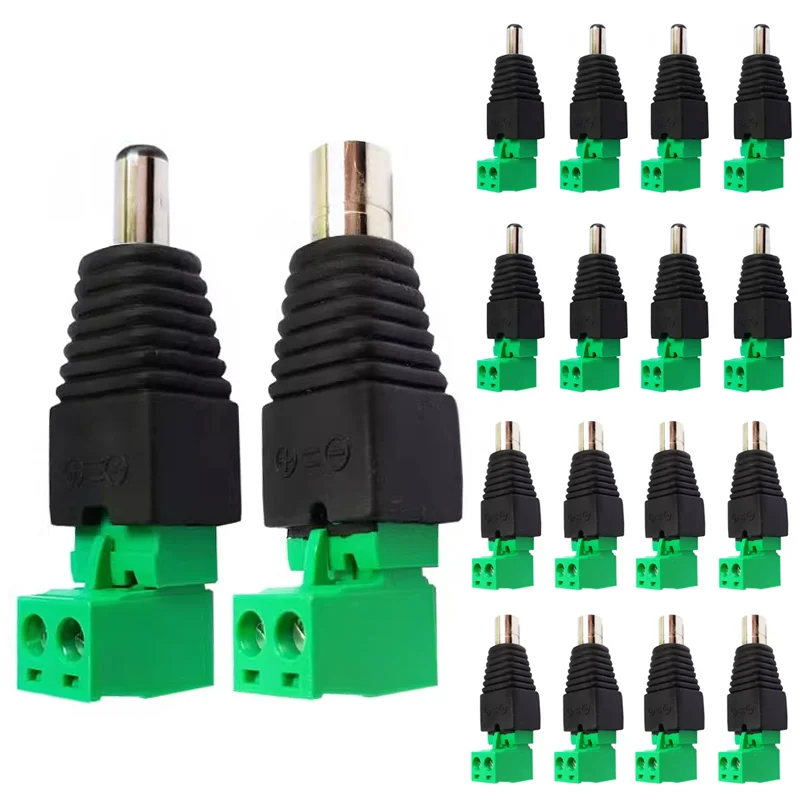 5/20/100 SZT. Złącze zasilania DC 2.1mm x 5.5mm, wtyk DC 5.5*2.1mm, mocowane na śruby, adapter gniazda DC męskiego i żeńskiego