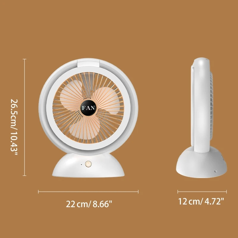 Ventilador de acampada de 4 velocidades, 1200mAh, con linterna LED, recargable, USB, para escritorio, aire libre, hogar, oficina, senderismo