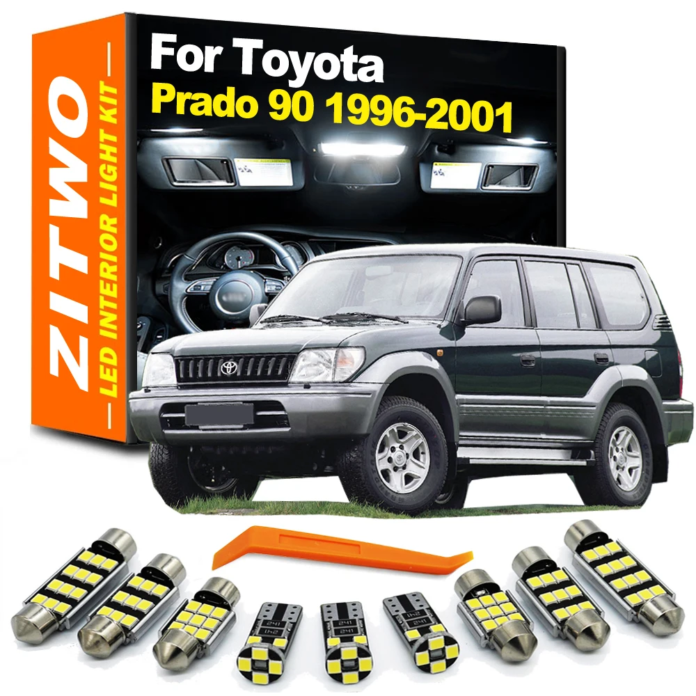 ZITWO 12Pcs Indoor Lamp For Toyota Prado 90 LC90 1996 1997 1998 1999 2000 2001 LED Bulb Interior Dome Reading Plate LightKit