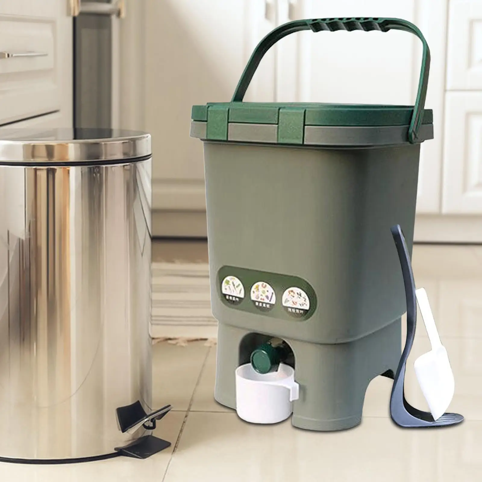 

Compost Bin with Lid Sealed Fermentation Barrel for Farm Backyard Outdoor