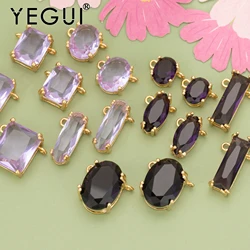 YEGUI MC92, 보석 액세서리, 18k 금 도금, 니켈 프리, 구리, 유리, 보석 만들기, 매력, 손으로 만든, diy 펜던트, 6 개/몫