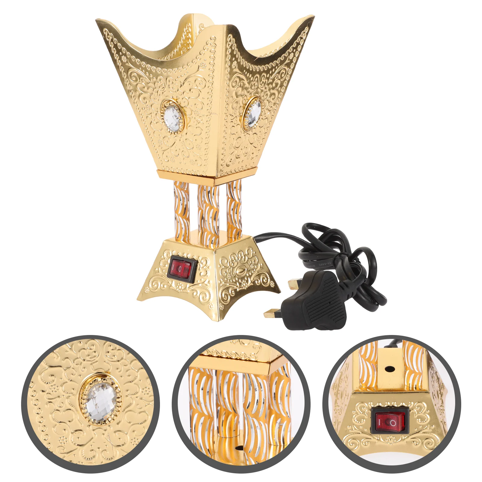

Incense Burner Aroma Stove Electric Censer Holder Metal Desktop Ornament Retro Vintage