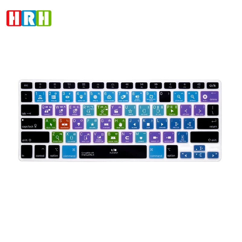 Final Cut Pro X Korean Hotkey Shortcuts Silicone Keyboard Cover US Layout For Mac Air Pro Retina 13