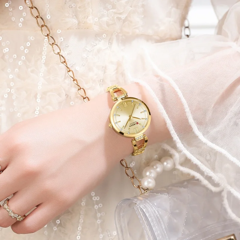 CURREN 9092 ساعة كوارتز نسائية من الفولاذ المقاوم للصدأ ساعة فاخرة وأنيقة للأعمال ساعات يد نسائية relojes de mujer