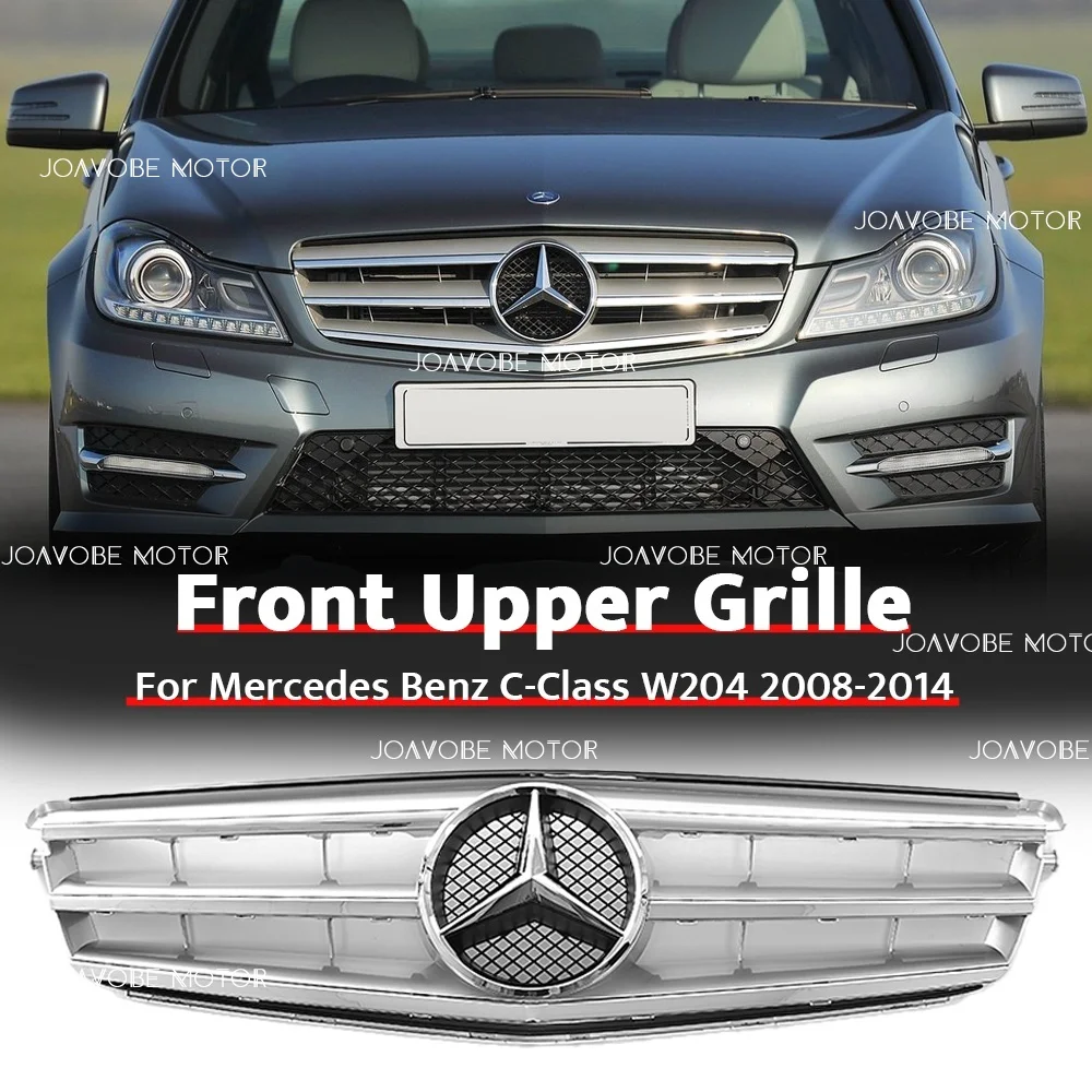 

Хромированная серебряная передняя решетка в спортивном стиле с хромированной серебряной эмблемой для Mercedes Benz C-Class W204/S204/C204 2008-2014 гг.