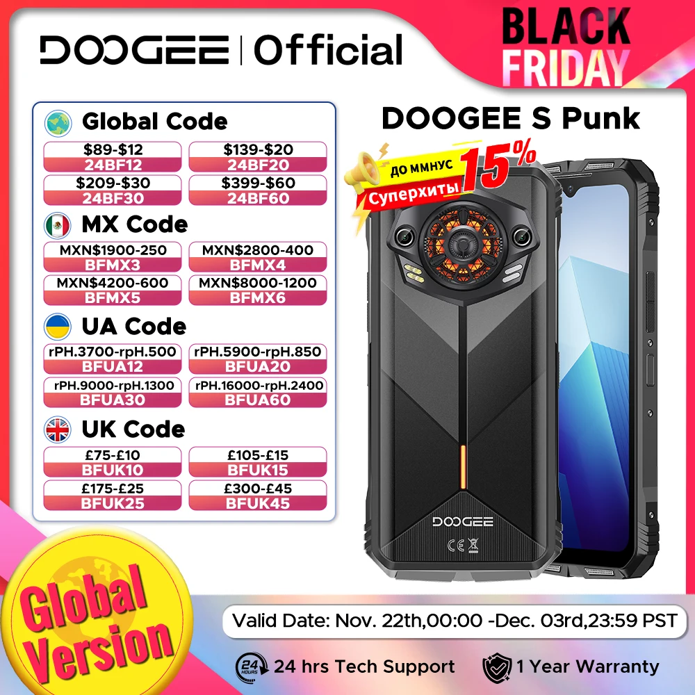 Global Version DOOGEE S Punk Rugged Phone Android 14 6.58