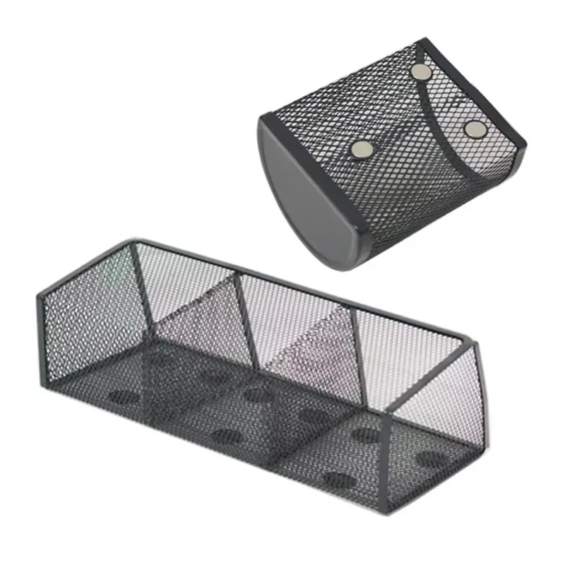 Magnetic absorption storage box, wall mounted storage box, iron mesh, square three grid, semi-circular magnetic