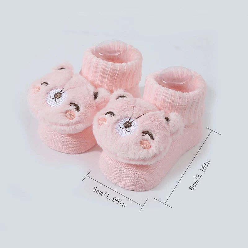 3 قطعة/المجموعة محبوك القطن الوليد القبعات قبعات الكرتون ثلاثية الأبعاد جوارب بصور حيوانات الرضع ورأى لطيف الفراء بوم بوم أغطية الرأس اكسسوارات الطفل 0-6 متر #6