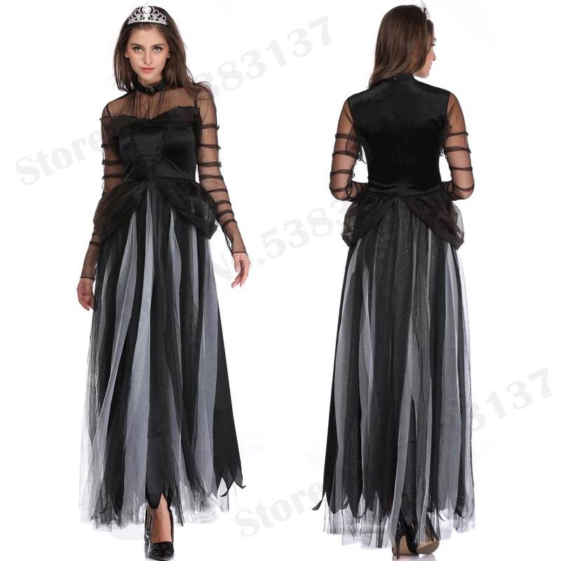 Costume de Cosplay de Vampire Zombie avec Crâne Effrayant pour Femme, Vêtements de ixd'Halloween et de Carnaval, Robe de Barrage pour Adulte