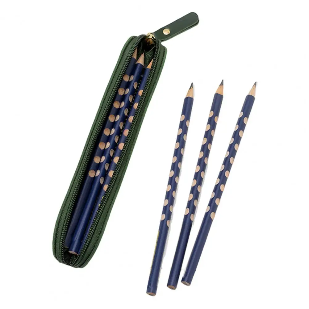 Durable Pencil Pouch Multi-functional Stationery Bag Slim Pencil Case Organizer Imitation Leather Portable Pen for Compact