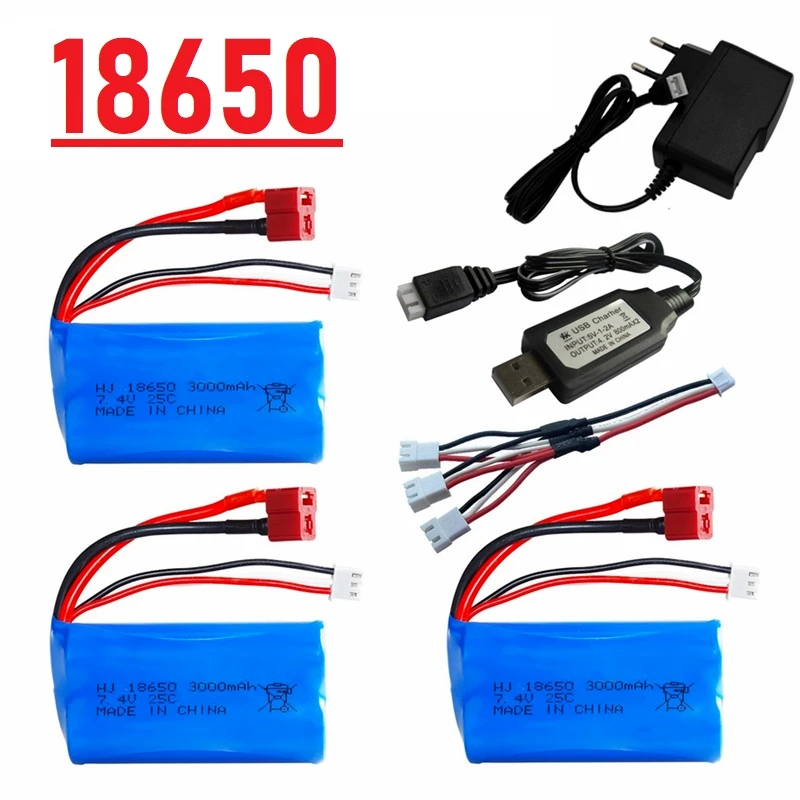 7.4V 3000MAH lipo Battery 18650 for Q46 Wltoys 10428 /12428/12423 RC Car Spare Parts with charger 7.4V 2S battery for toys parts