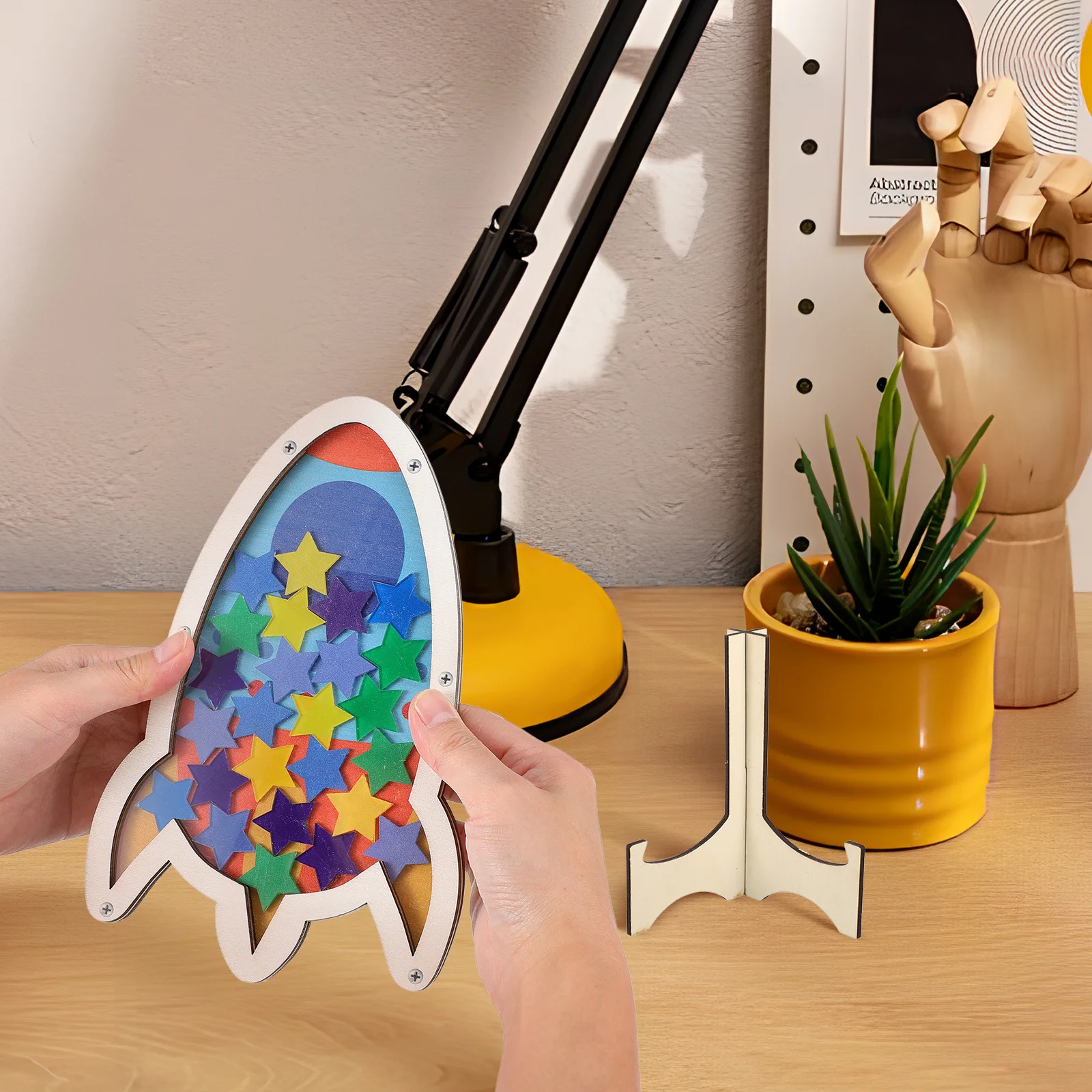 

Classroom Reward Jar Rocket Shape Star Tokens Safe Wood Behavior Motivation Incentive Reward Chart Teacher School Use